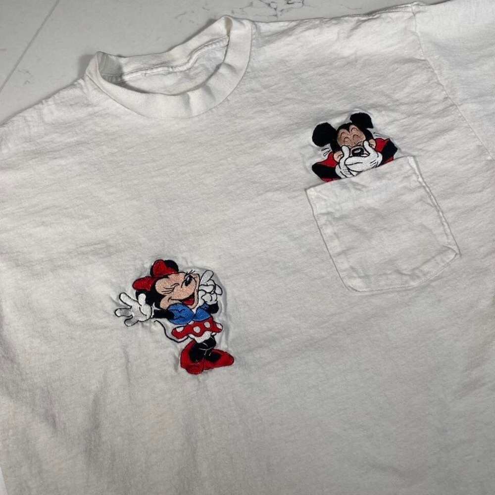 Vintage 1991 Disney Mickey & Minnie Embroidered T-Shirt‎ medium